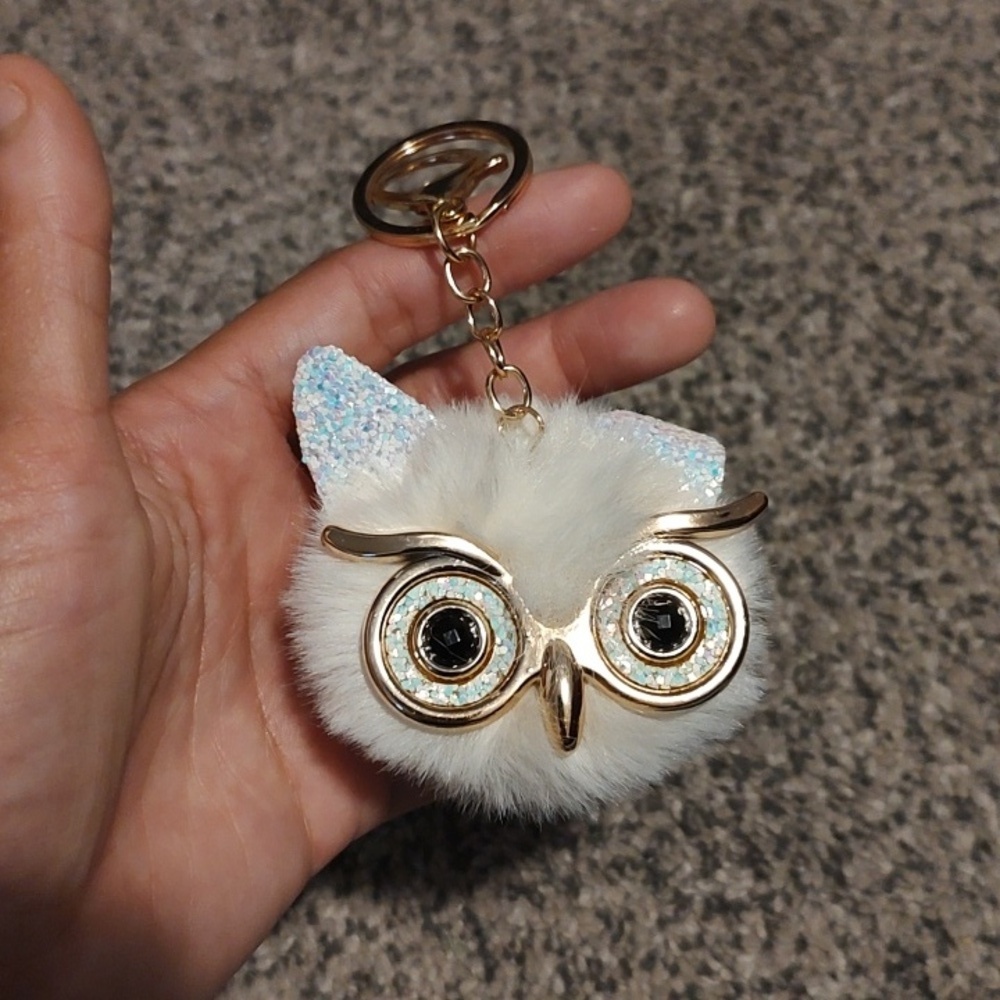 Owl Keychain with Gold Accents